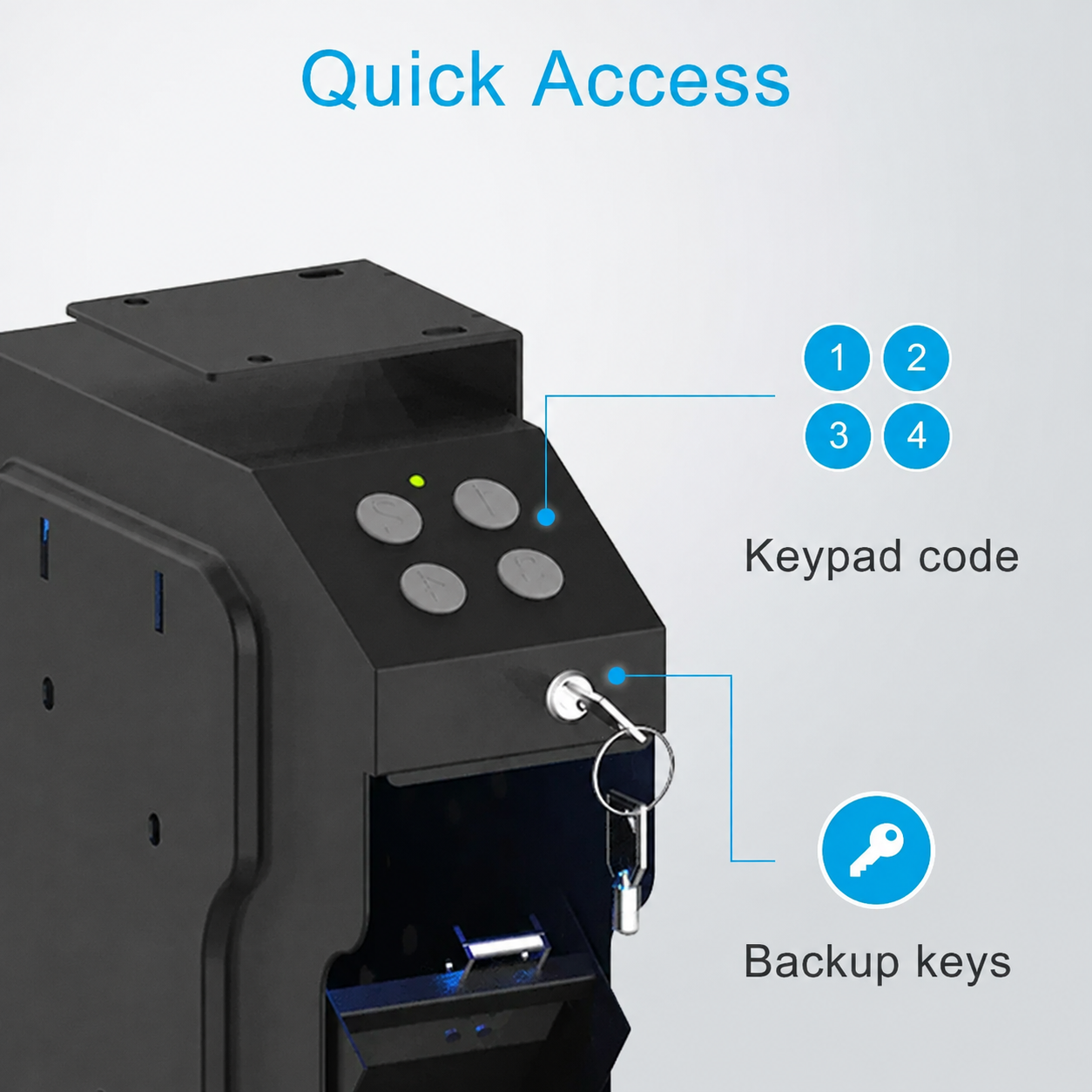 Keypad code and backup key access on the VERPROOF PS0210 safe